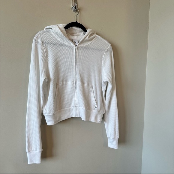 ARITZIA-TNA Waffle Zip Hoodie In White (Size: Medium) - Picture 4 of 12